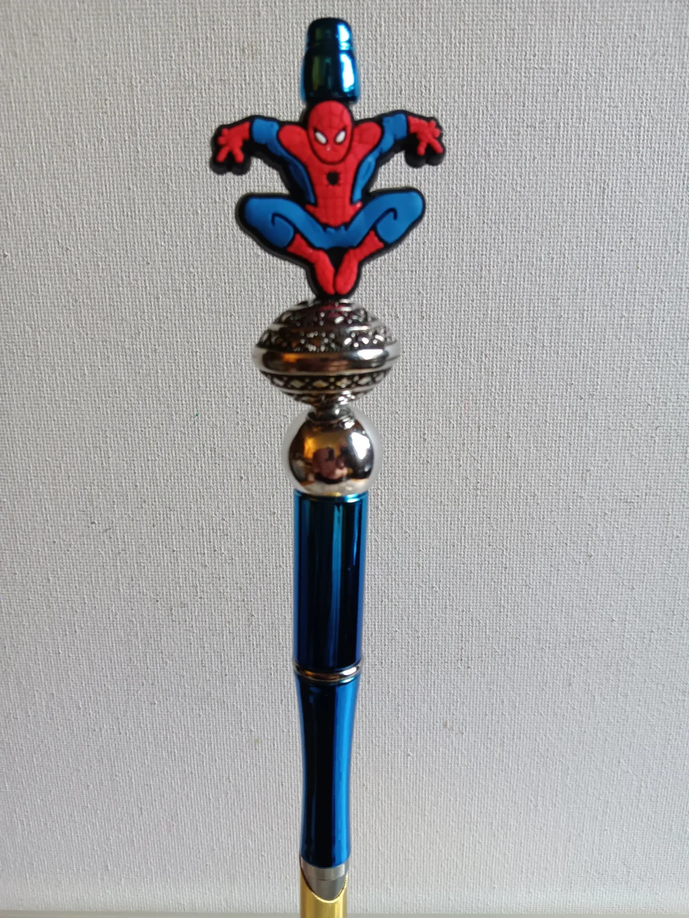 Blue and Red Novelty Beadable Pen